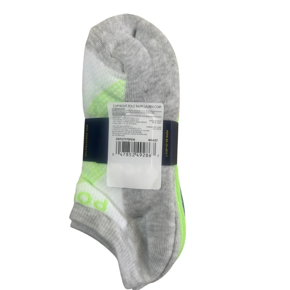 Polo Ralph Lauren Socks Women 9-11 Multicolor New 6 Pairs No Show Low Cut PKN